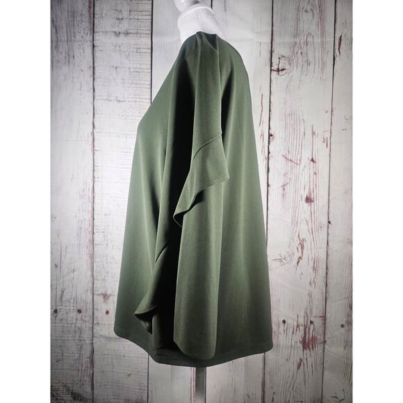 Ann Taylor Factory Womens Flowly Ruffle Sleeve Blouse SIZE L Green - Picture 3 of 6